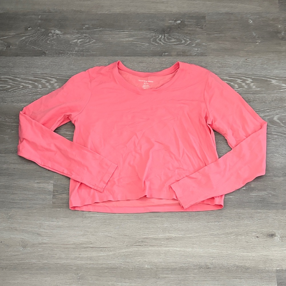 Harmony and Balance Seamless Bright Coral Pink Activewear Top, Size XL